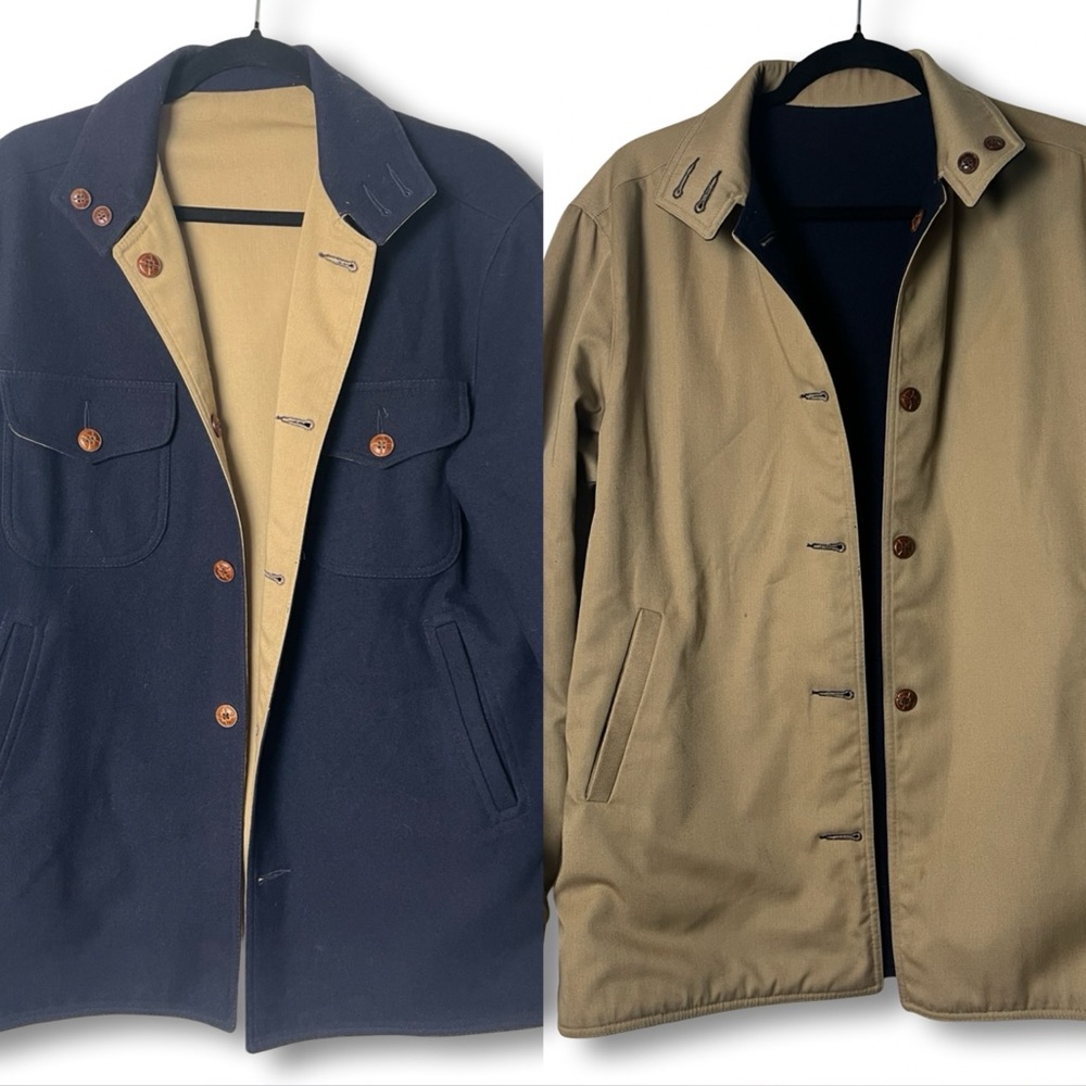 Pendleton – Men’s Vintage Reversible Wool Jacket Navy / Tan – Sz S